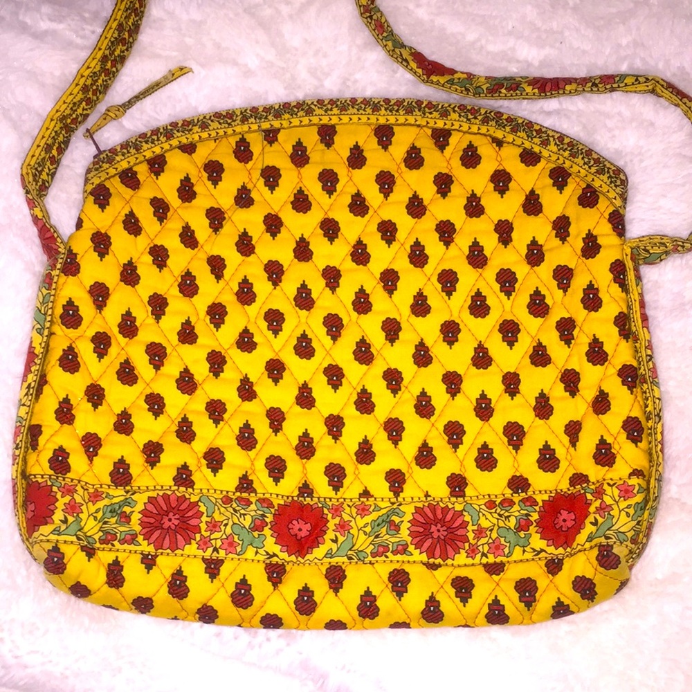 Vintage Yellow Fabric Crossbody Bag